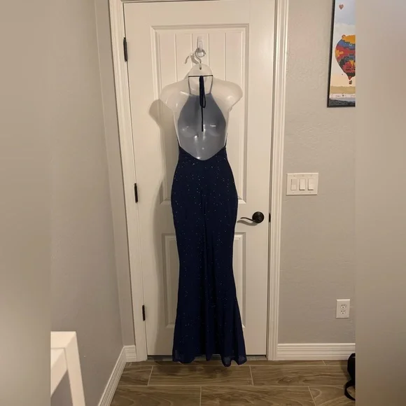 Parthea Women's Navy Sequin sparkling Bodycon Maxi Dress - Picture 5 of 5